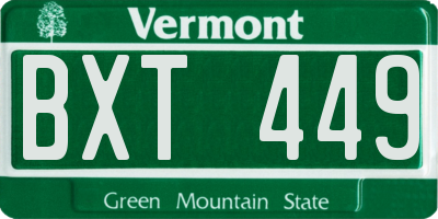 VT license plate BXT449