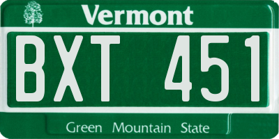 VT license plate BXT451