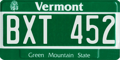 VT license plate BXT452