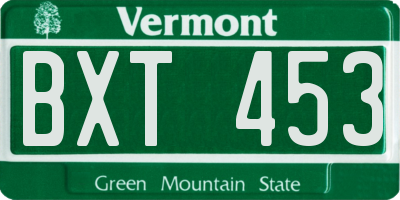 VT license plate BXT453