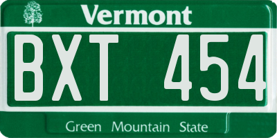 VT license plate BXT454