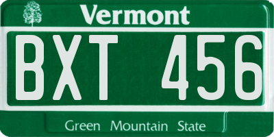 VT license plate BXT456