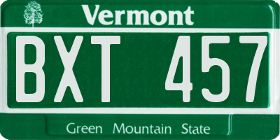 VT license plate BXT457