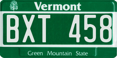 VT license plate BXT458