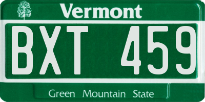 VT license plate BXT459