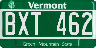 VT license plate BXT462