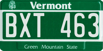 VT license plate BXT463