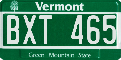 VT license plate BXT465