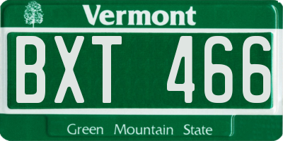 VT license plate BXT466