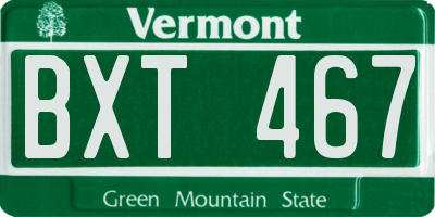 VT license plate BXT467