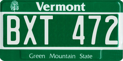 VT license plate BXT472