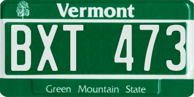 VT license plate BXT473