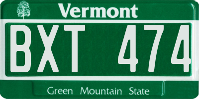 VT license plate BXT474