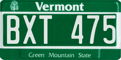 VT license plate BXT475