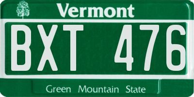 VT license plate BXT476
