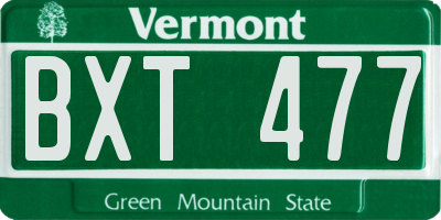 VT license plate BXT477