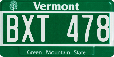 VT license plate BXT478
