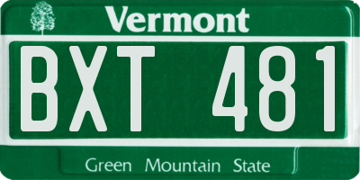 VT license plate BXT481