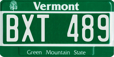 VT license plate BXT489