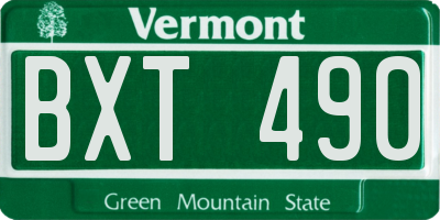 VT license plate BXT490