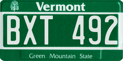 VT license plate BXT492
