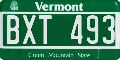 VT license plate BXT493