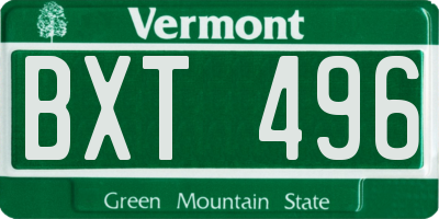 VT license plate BXT496