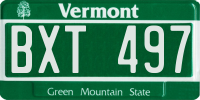 VT license plate BXT497