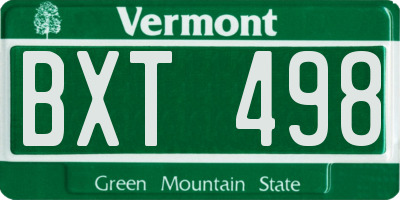 VT license plate BXT498