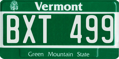 VT license plate BXT499