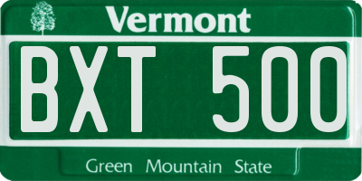 VT license plate BXT500