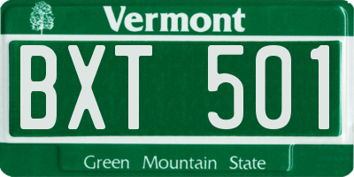 VT license plate BXT501