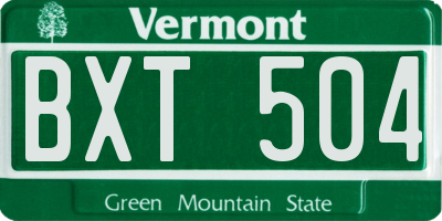 VT license plate BXT504