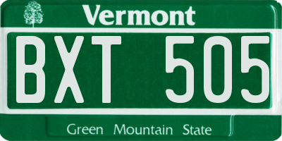 VT license plate BXT505
