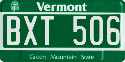 VT license plate BXT506
