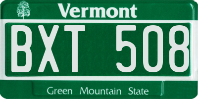 VT license plate BXT508