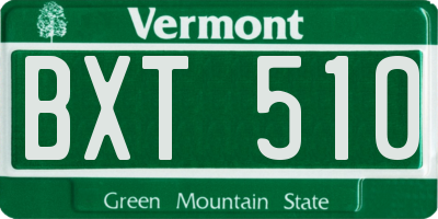 VT license plate BXT510