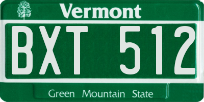 VT license plate BXT512