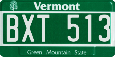 VT license plate BXT513