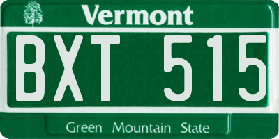 VT license plate BXT515