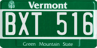 VT license plate BXT516