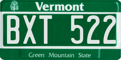 VT license plate BXT522