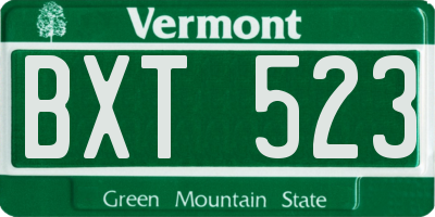 VT license plate BXT523