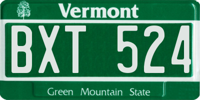 VT license plate BXT524