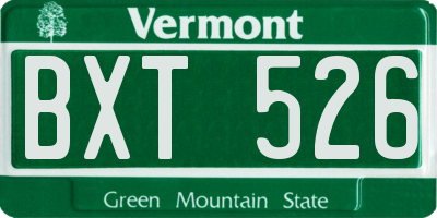 VT license plate BXT526