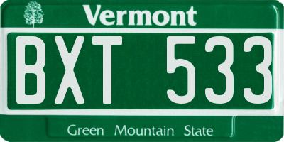 VT license plate BXT533
