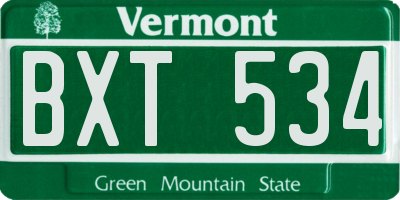 VT license plate BXT534