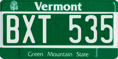 VT license plate BXT535