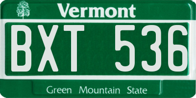 VT license plate BXT536