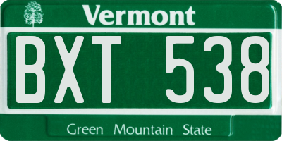 VT license plate BXT538